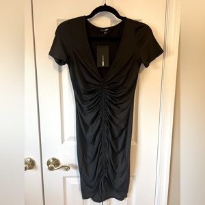 Fashion nova ruched mini black dress size M